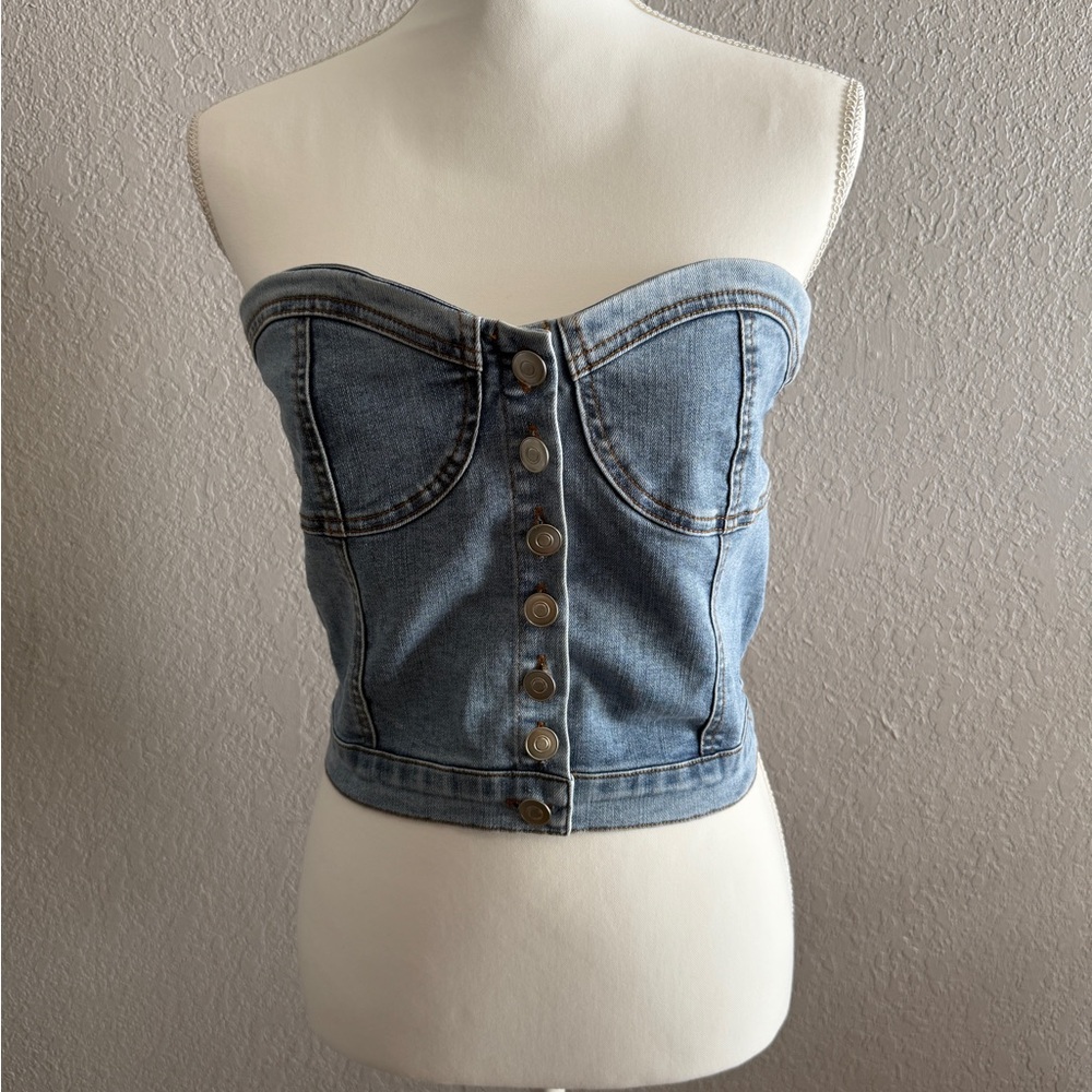Denim Button Up Corset Top